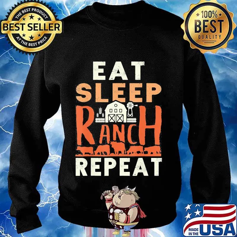 Eat Sleep Ranch Repeat Cow Cattle Ranching Shirt Sweater