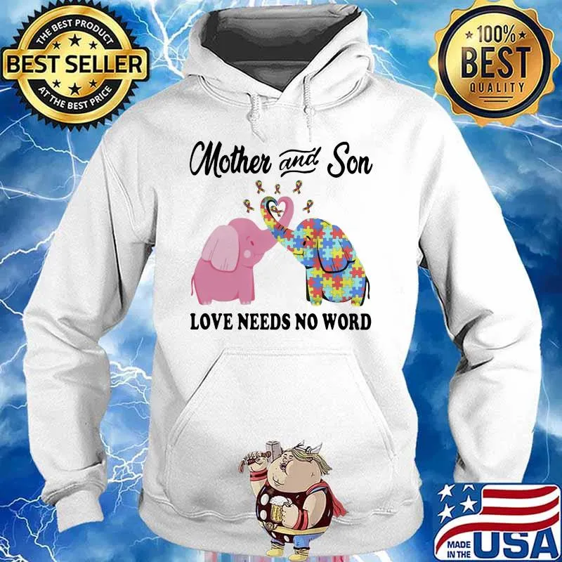 Elephant autism mother and son love needs no word heart cancer awareness s Hoodie