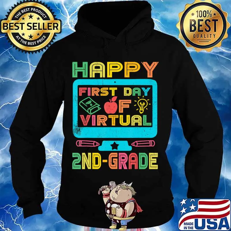 First Day of Virtual 2nd Grade Back to School Gifts Boys Kid T-Shirt Hoodie