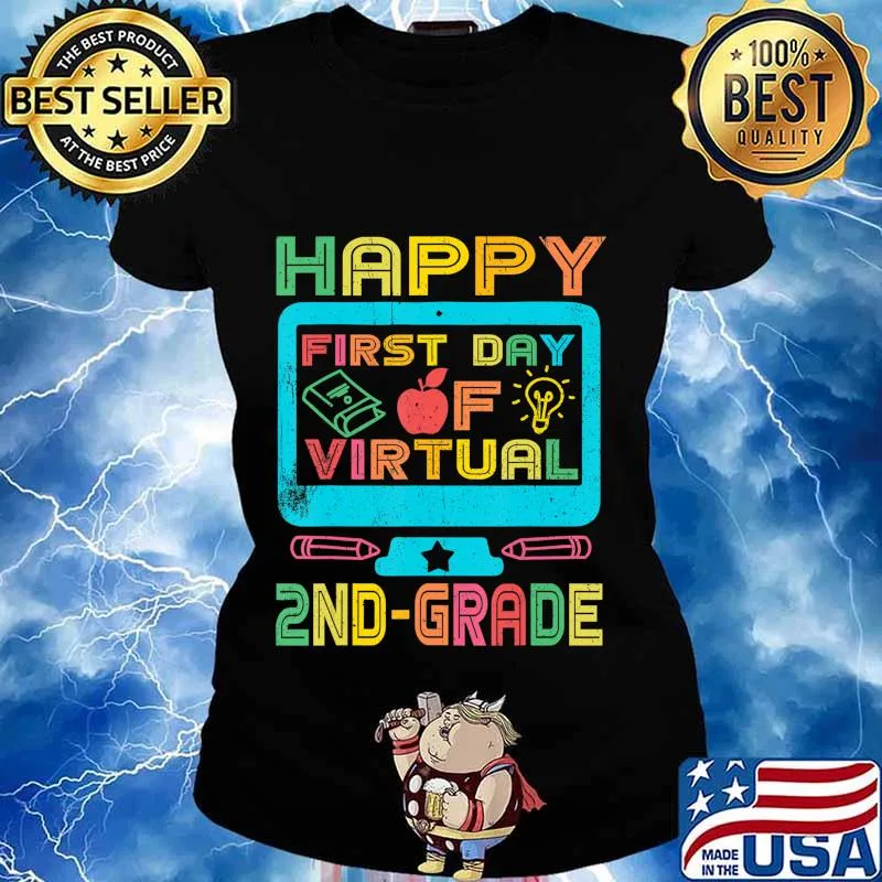 First Day of Virtual 2nd Grade Back to School Gifts Boys Kid T-Shirt Ladies tee