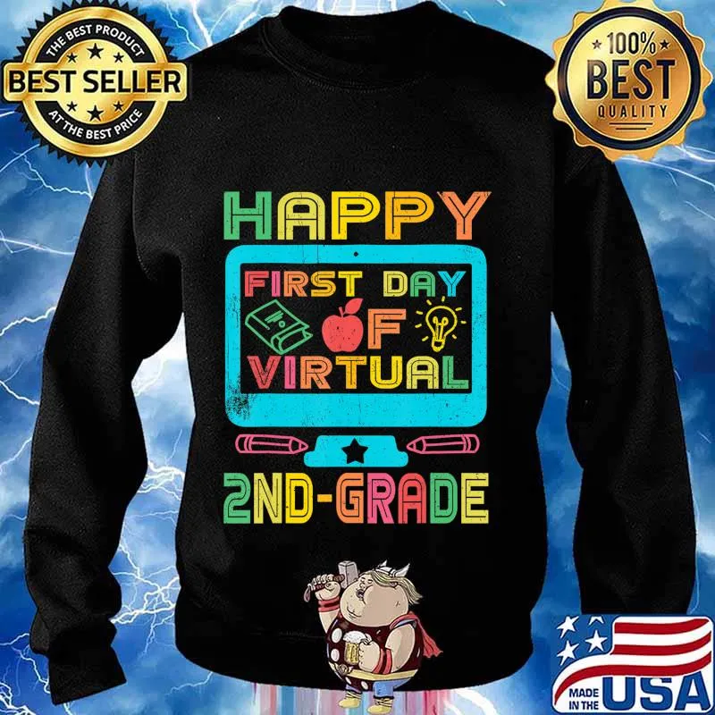 First Day of Virtual 2nd Grade Back to School Gifts Boys Kid T-Shirt Sweater