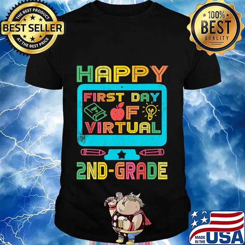 First Day of Virtual 2nd Grade Back to School Gifts Boys Kid T-Shirt