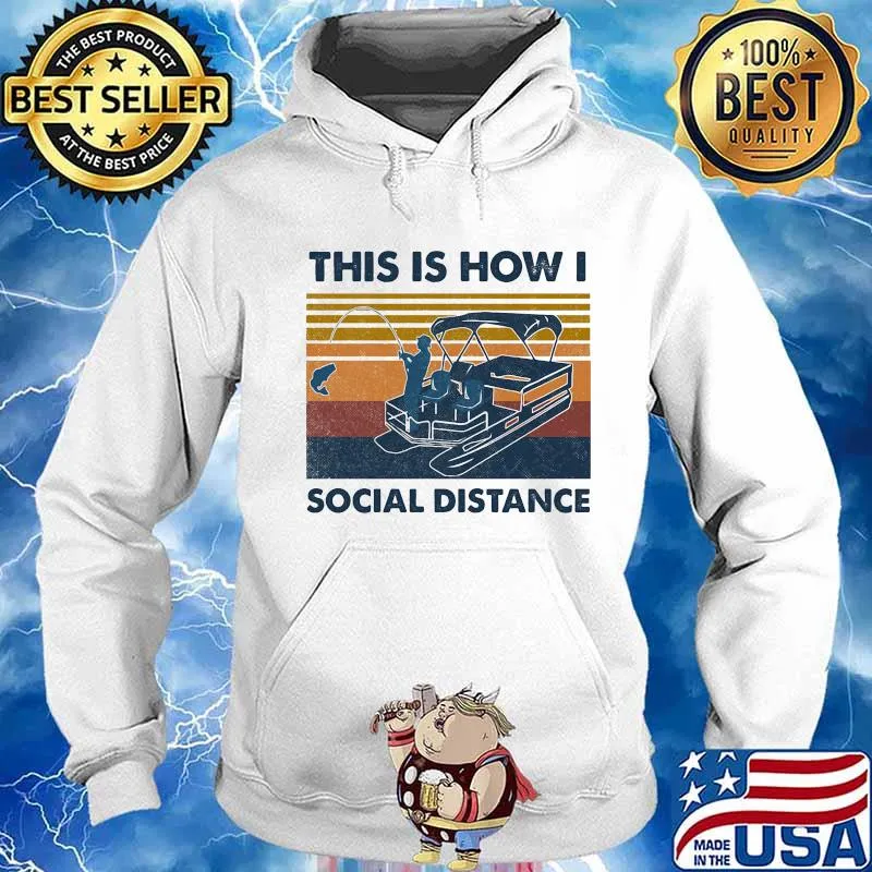 Fishing this is how i social distance vintage retro s Hoodie