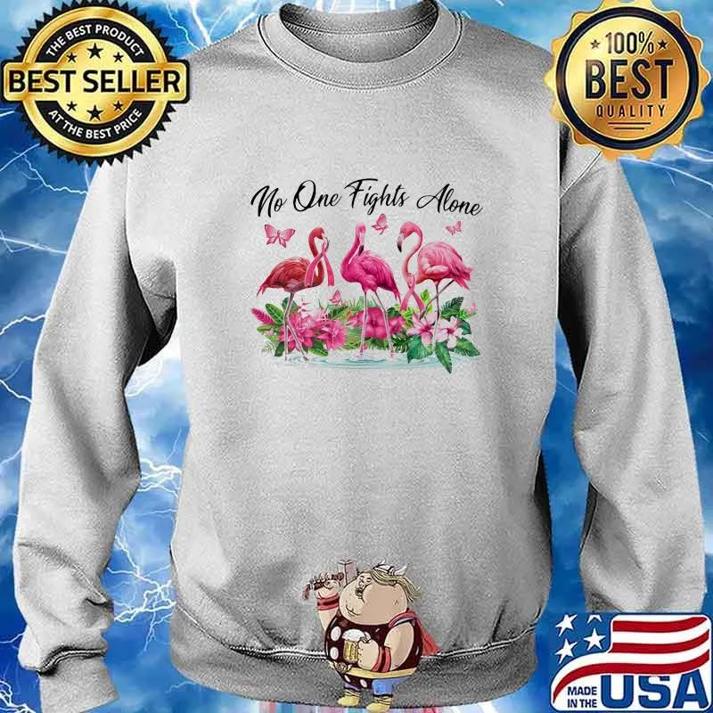 Flamingo and butterflies no one fights alone flowers s Sweater