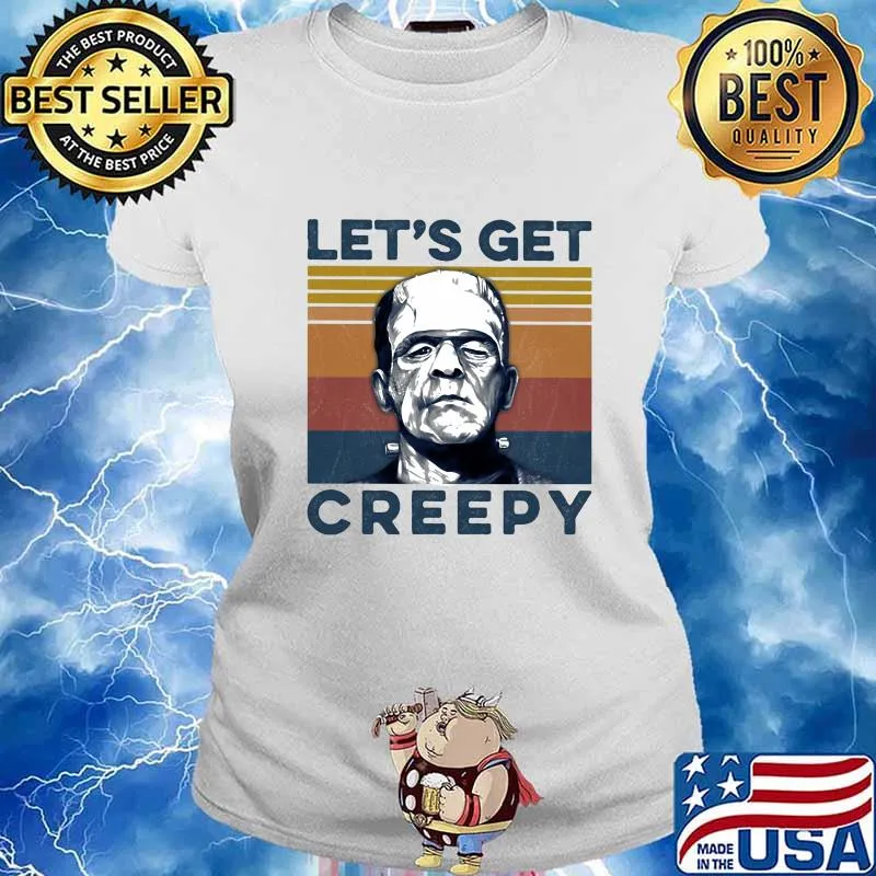 Frankenstein Mary Shelley Let's get creepy vintage retro s Ladies tee
