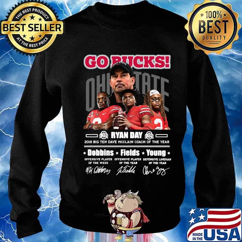Go bucks ohio states buckeyes ryan day 2019 big ten dave mcclain coach of the year signatures s Sweater