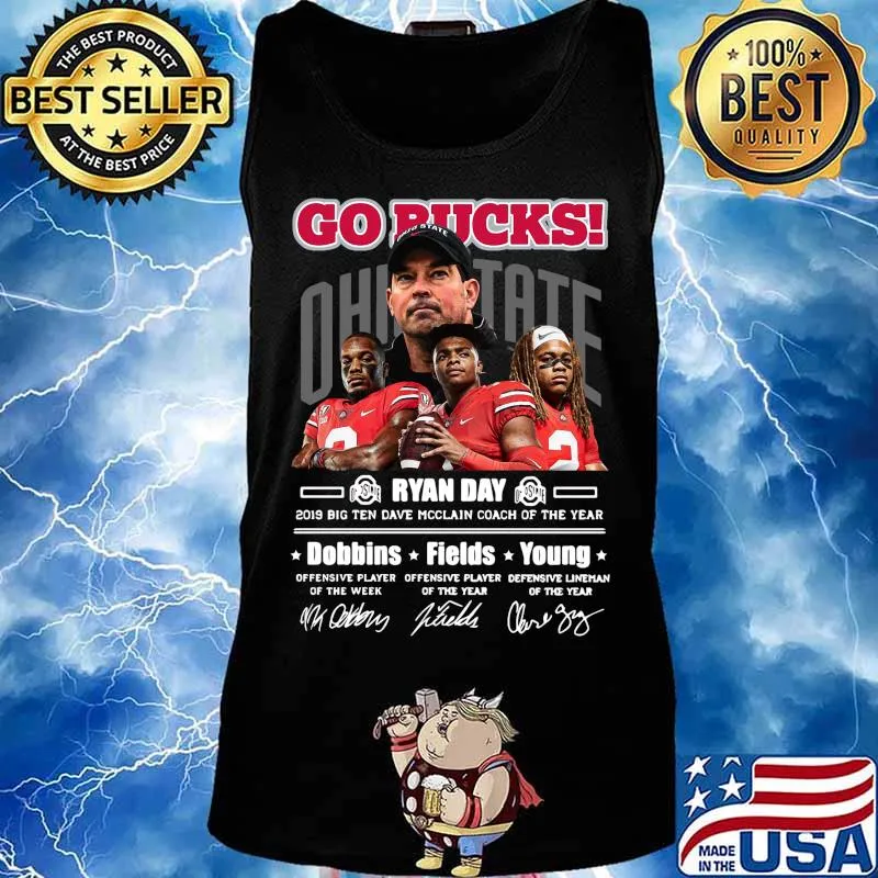 Go bucks ohio states buckeyes ryan day 2019 big ten dave mcclain coach of the year signatures s Tank top