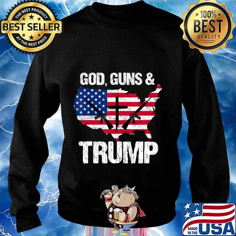 God Guns and Trump 2020 Pride USA Flag Tee 2nd Amendment T-Shirt Sweater