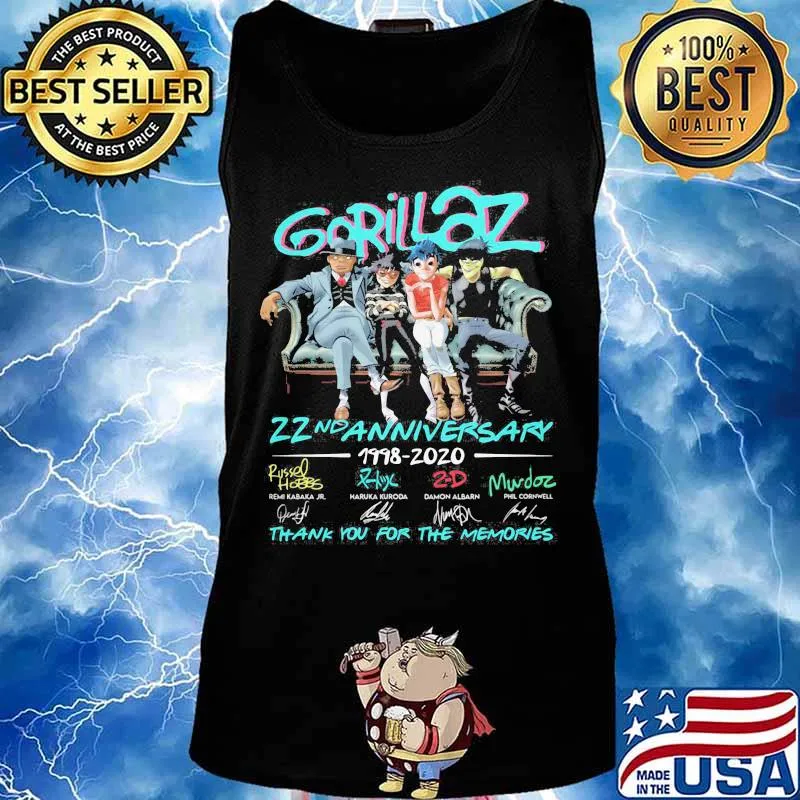 Gorillaz 22nd anniversary 1998 2020 thank you for the memories signatures s Tank top