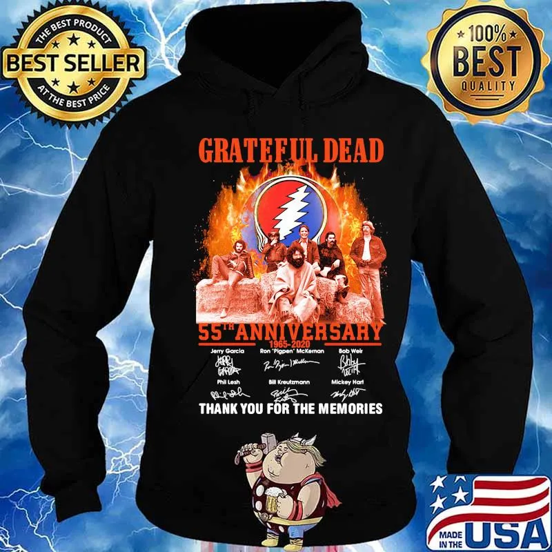 Grateful dead 55th anniversary 1965 2020 thank you for the memories signatures s Hoodie