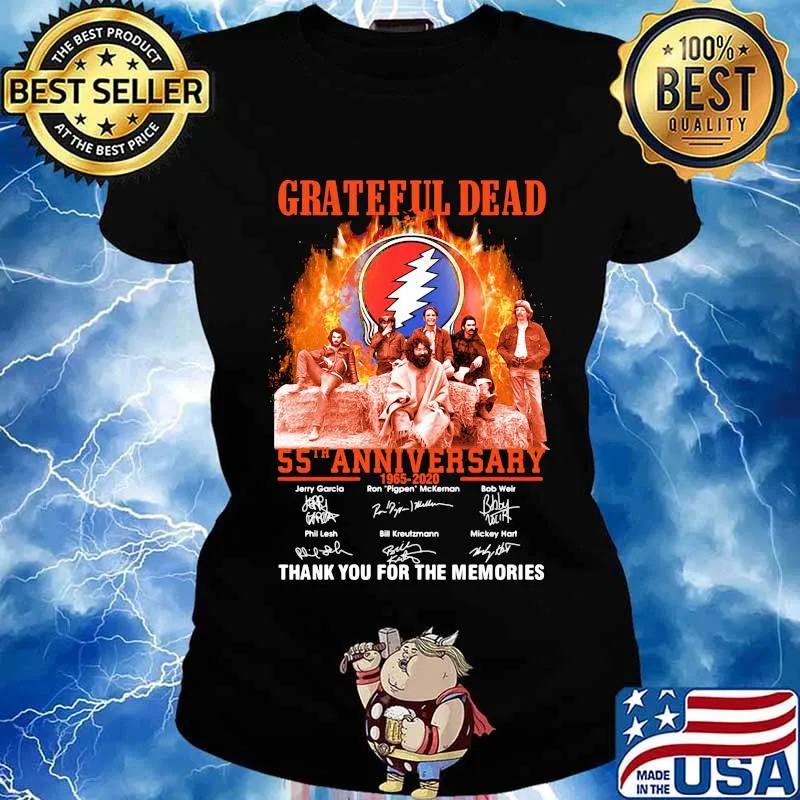 Grateful dead 55th anniversary 1965 2020 thank you for the memories signatures s Ladies tee