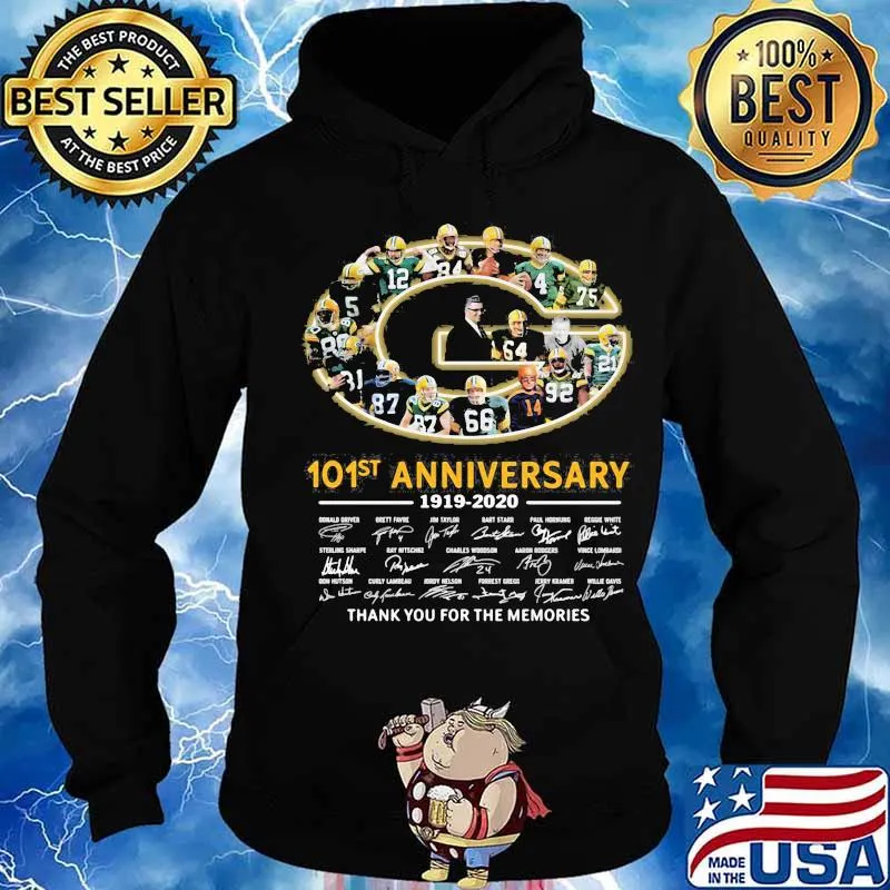 Green bay packers 101st anniversary 1919 2020 thank you for the memories signatures s Hoodie
