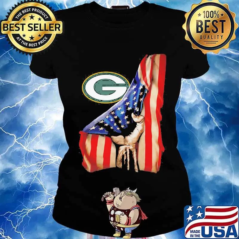 Green bay packers american flag independence day s Ladies tee