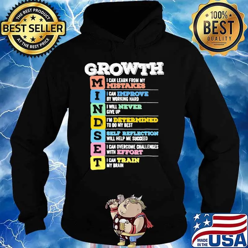 Growth mindset i can learn from my mistakes i can improve by working hard i will never give up s Hoodie