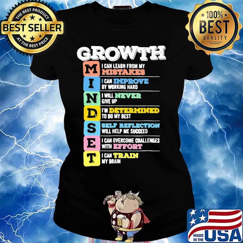 Growth mindset i can learn from my mistakes i can improve by working hard i will never give up s Ladies tee