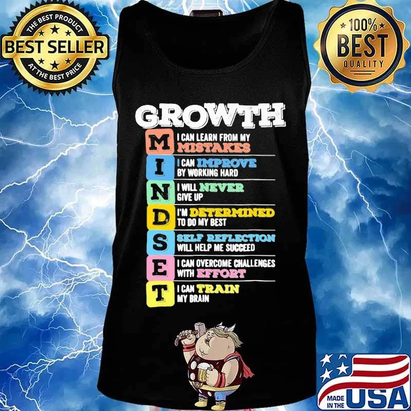 Growth mindset i can learn from my mistakes i can improve by working hard i will never give up s Tank top