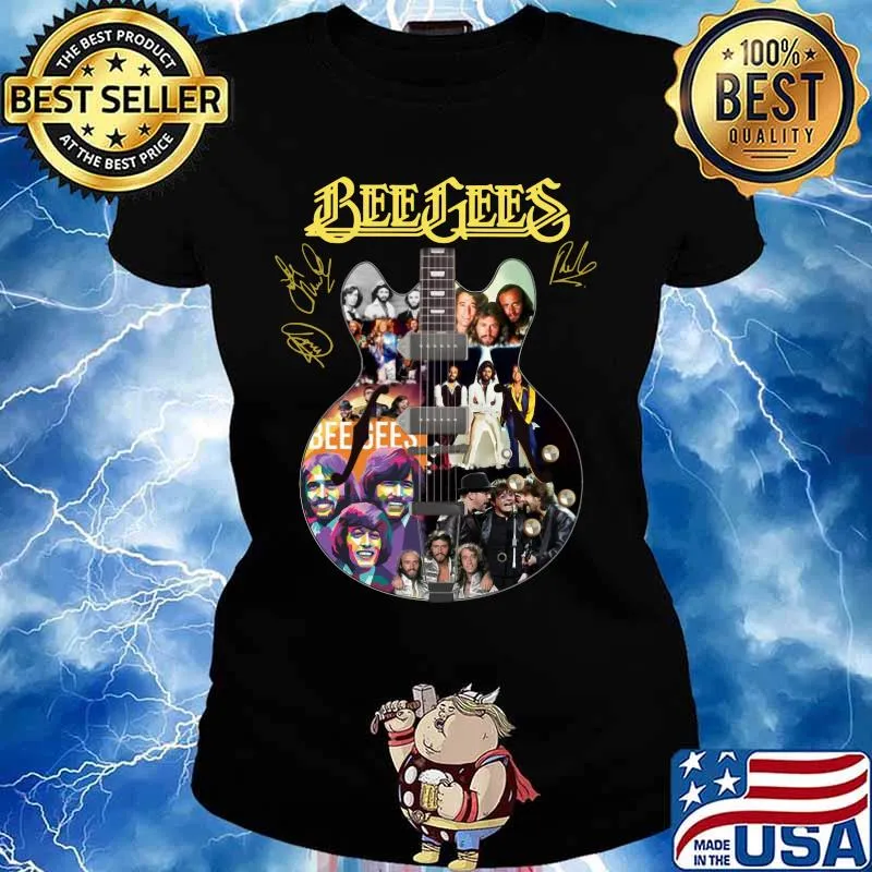 Guitar bee gees band members signatures s Ladies tee