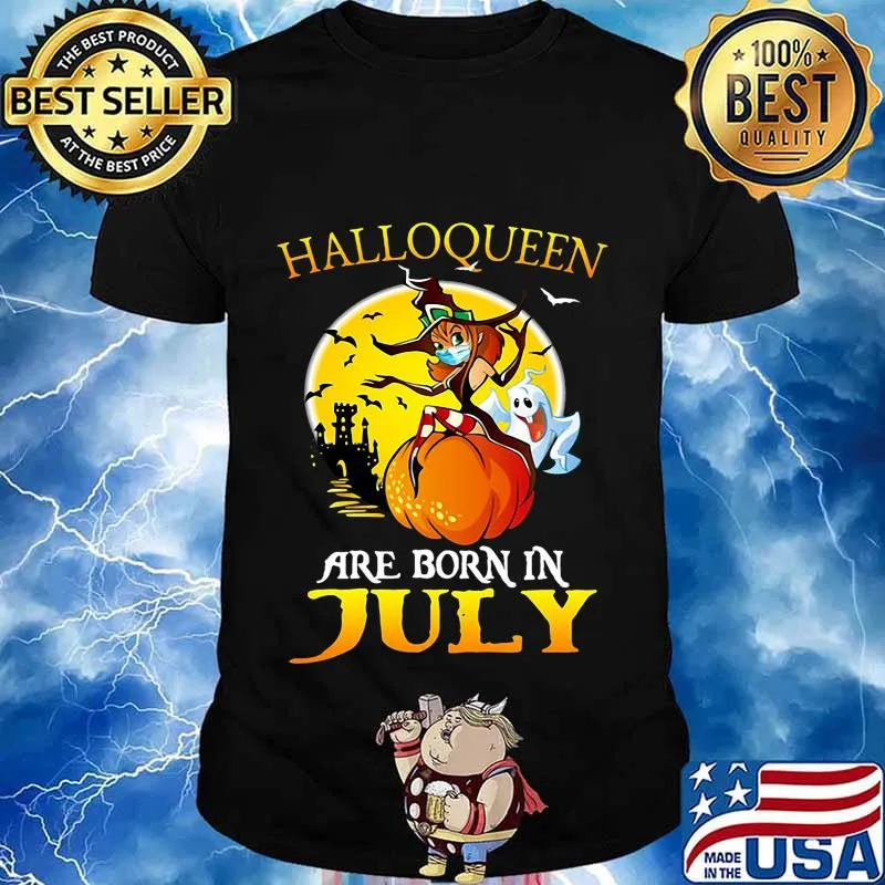 Halloqueen are born in july ghost witch mask shirt