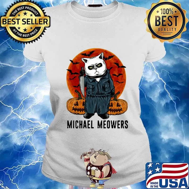 Halloween Cat Michael Meowers sunset s Ladies tee