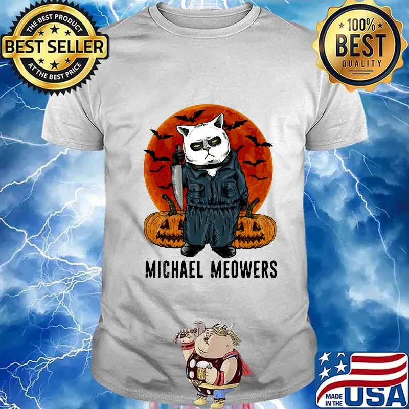 Halloween Cat Michael Meowers sunset shirt
