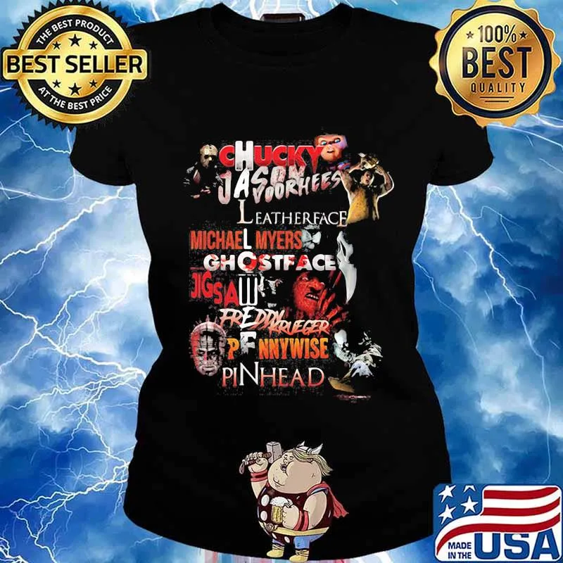 Halloween chucky jason voorhees leatherface michael myers ghostface jigsaw freddy krueger pennywise pinhead s Ladies tee