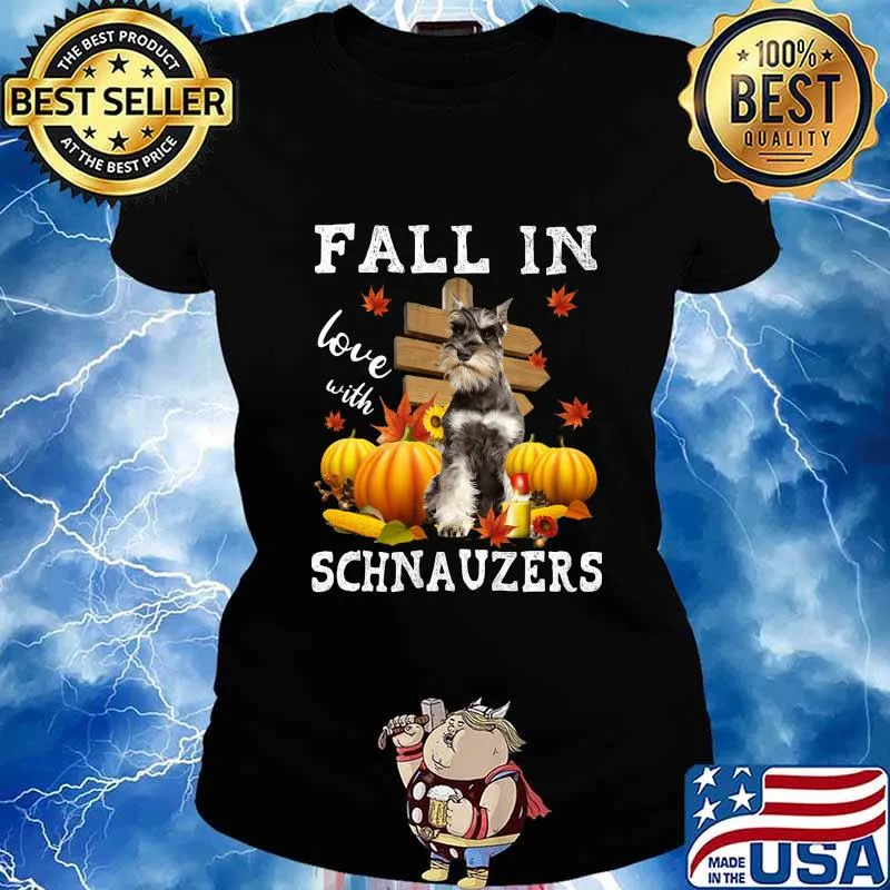 Halloween fall in love with schnauzers pumpkins s Ladies tee