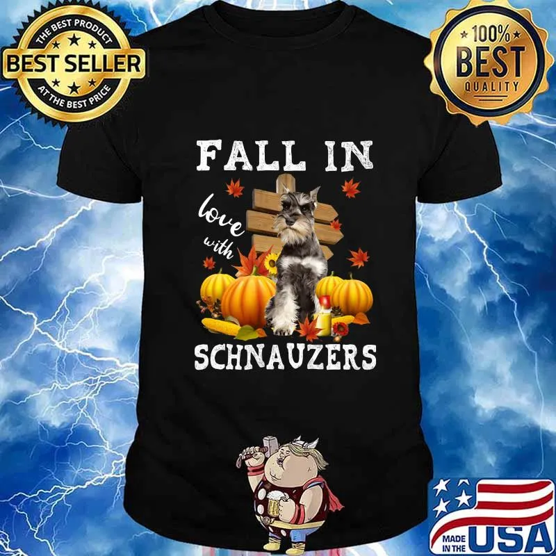 Halloween fall in love with schnauzers pumpkins shirt