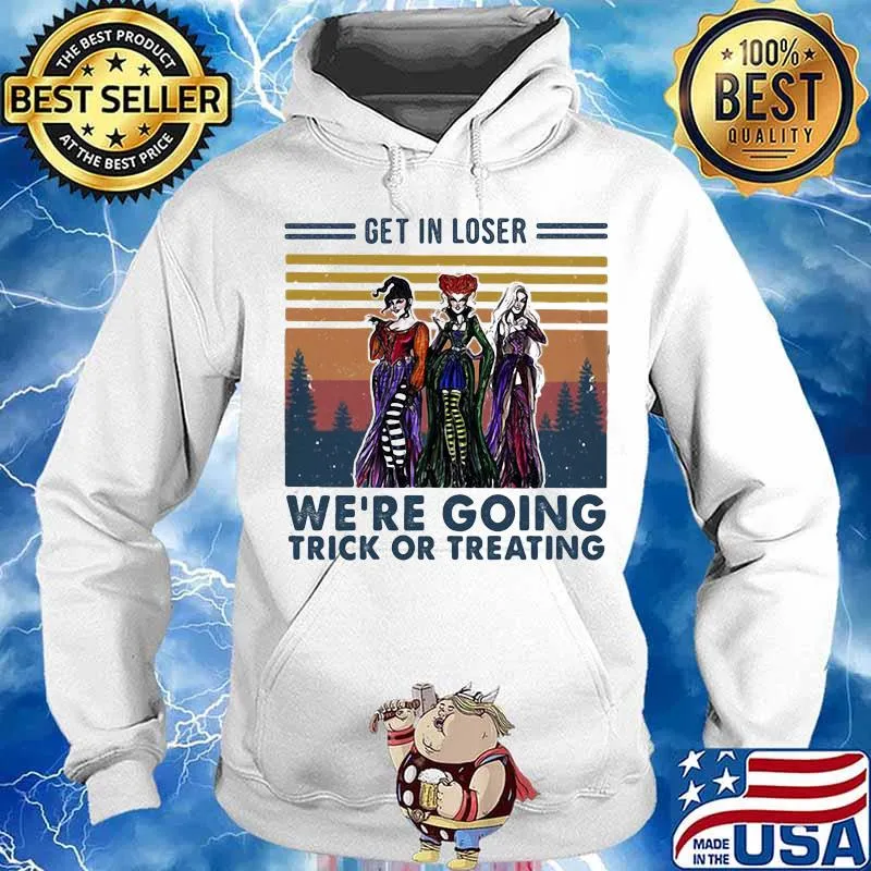 Halloween hocus pocus get in loser we're going trick or treating vintage retro s Hoodie