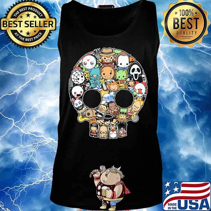 Halloween horror characters chibi skull s Tank top