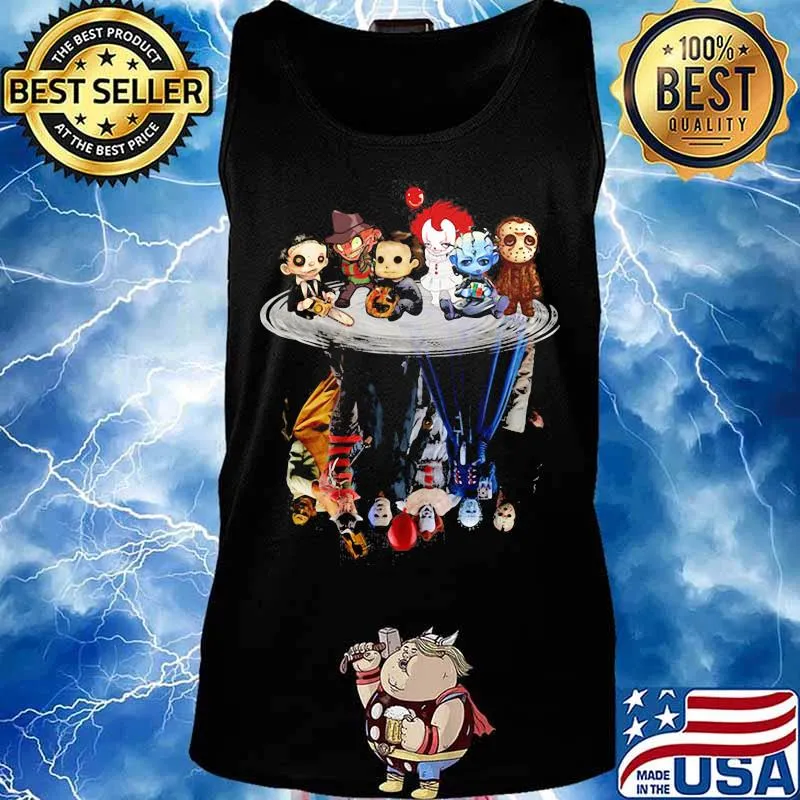 Halloween horror characters chibi water reflection s Tank top