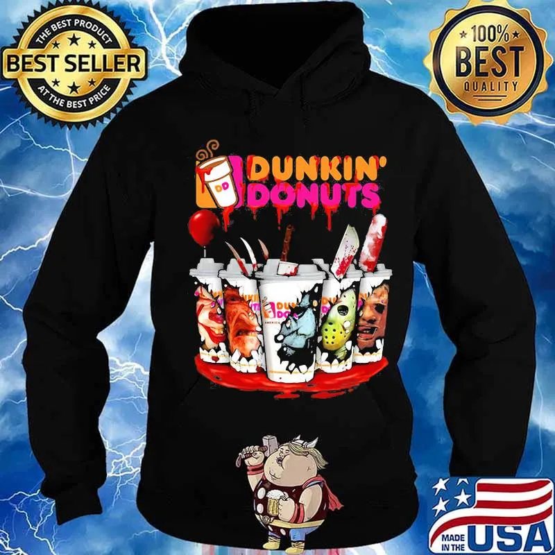 Halloween horror characters dunkin donuts s Hoodie