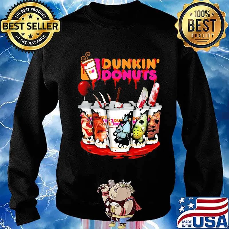 Halloween horror characters dunkin donuts s Sweater
