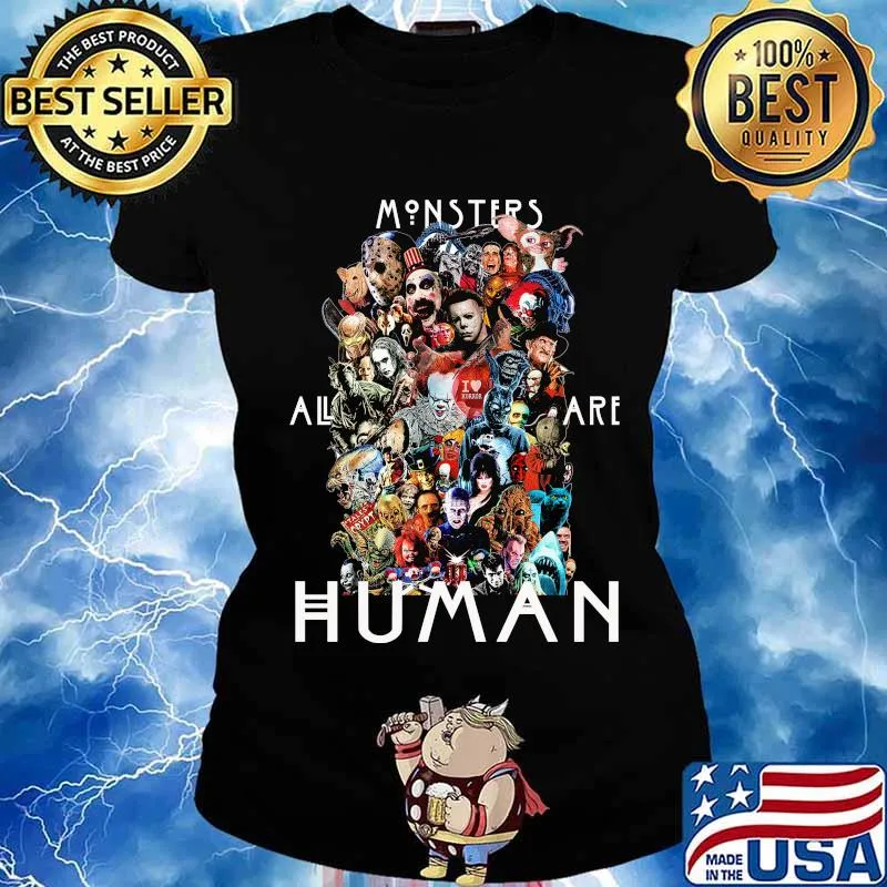 Halloween horror characters monsters all are human s Ladies tee