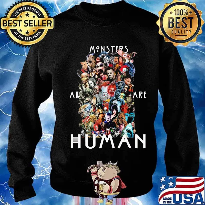 Halloween horror characters monsters all are human s Sweater