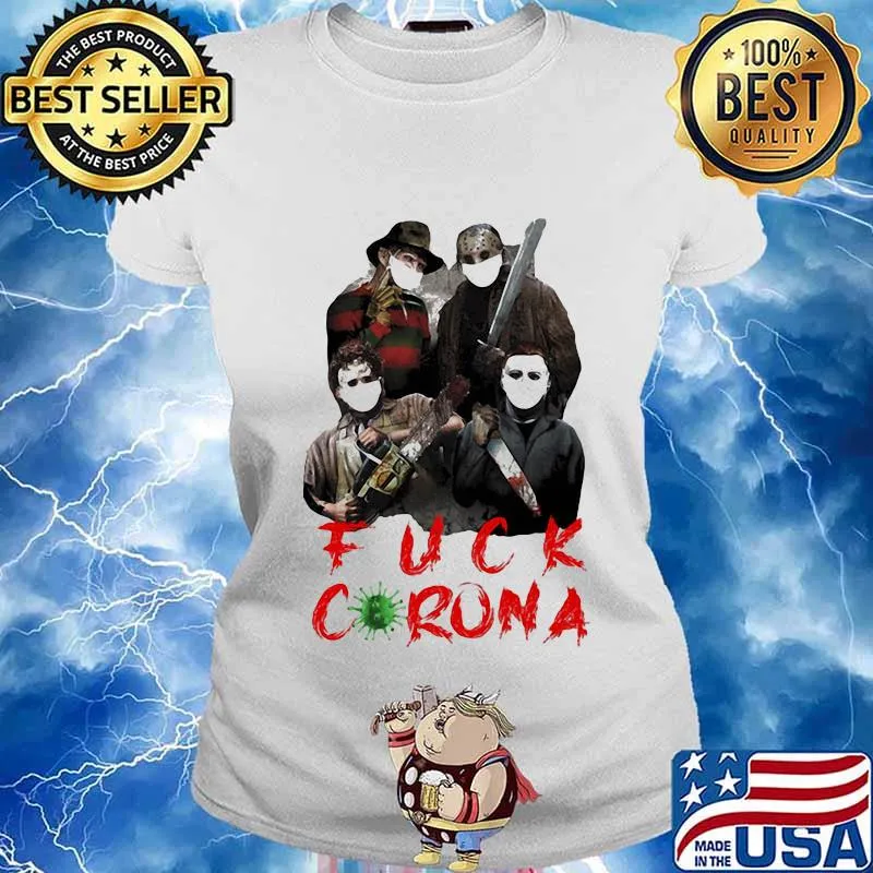 Halloween horror characters wear mask fuck coronavirus s Ladies tee