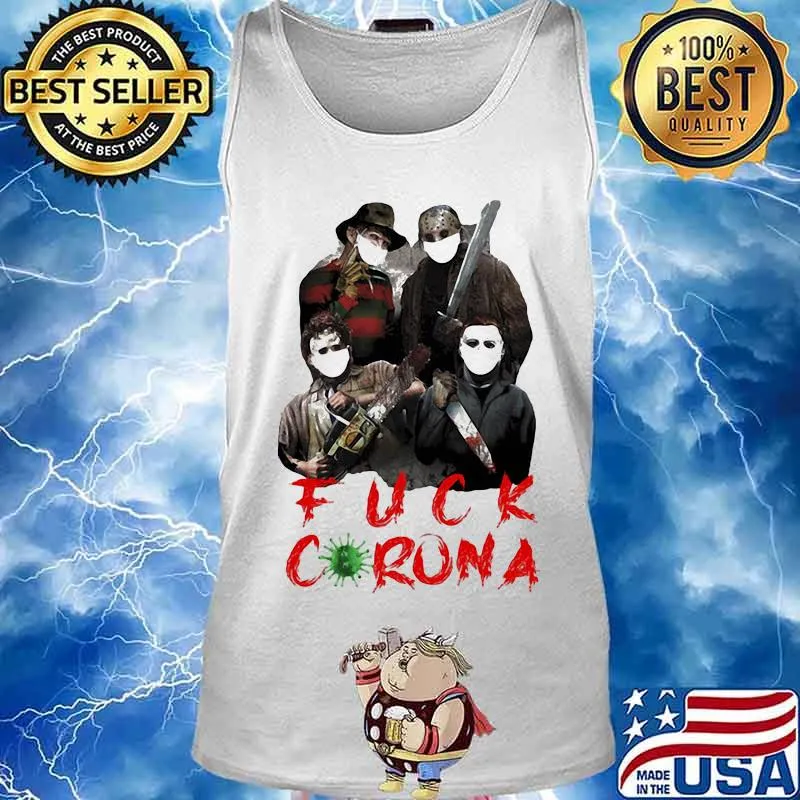 Halloween horror characters wear mask fuck coronavirus s Tank top