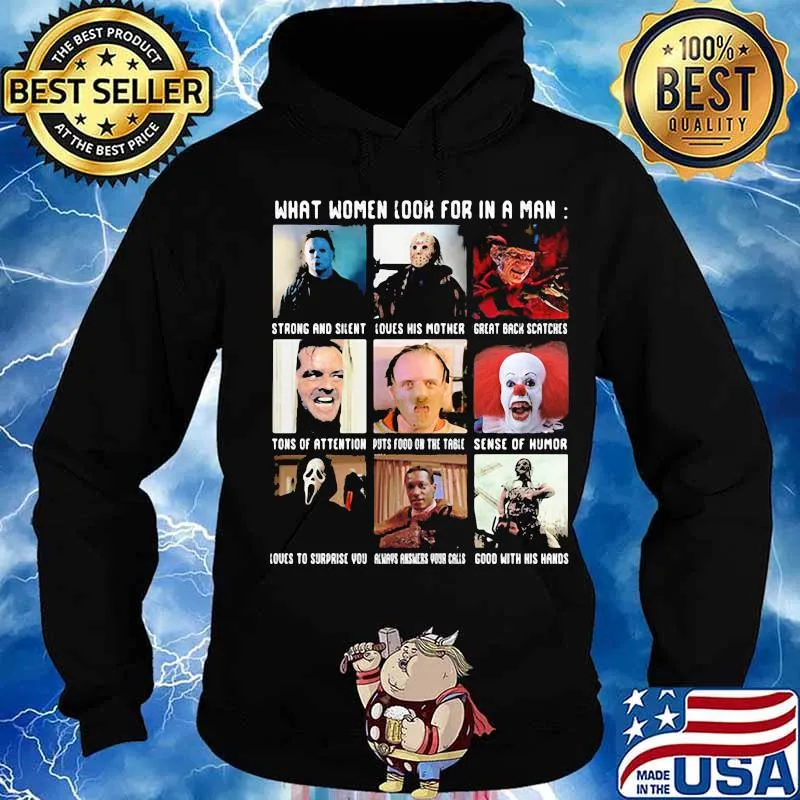 Halloween horror characters what women look for in a man s Hoodie