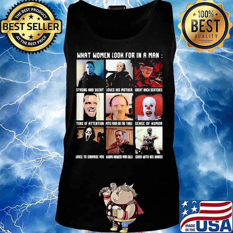 Halloween horror characters what women look for in a man s Tank top