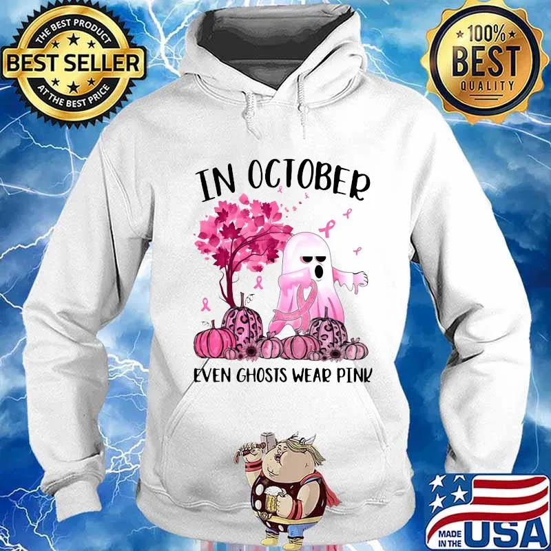 Halloween in october even ghosts wear pink pumpkin leaves tree cancer awareness s Hoodie