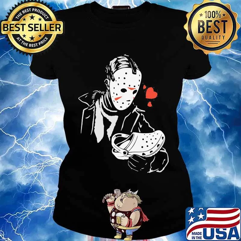 Halloween jason voorhees love crocs hearts s Ladies tee