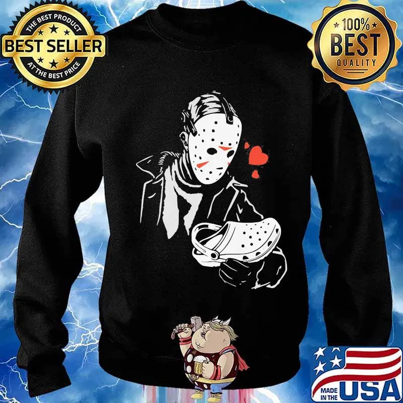 Halloween jason voorhees love crocs hearts s Sweater