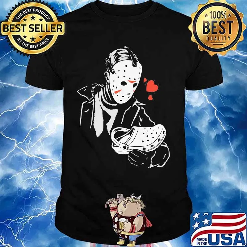 Halloween jason voorhees love crocs hearts shirt