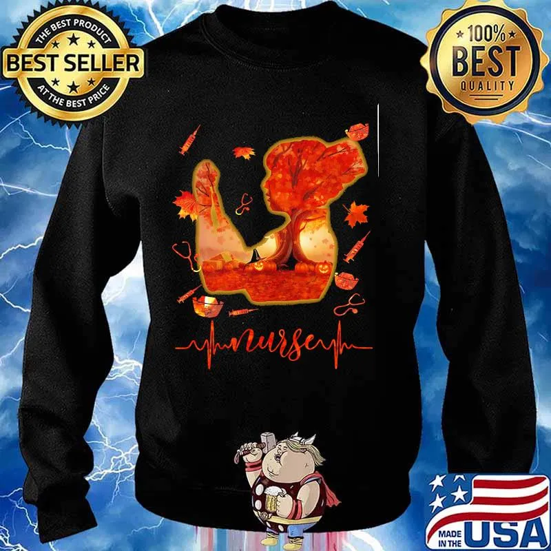 Halloween nurse leaves tree heartbeat s Sweater