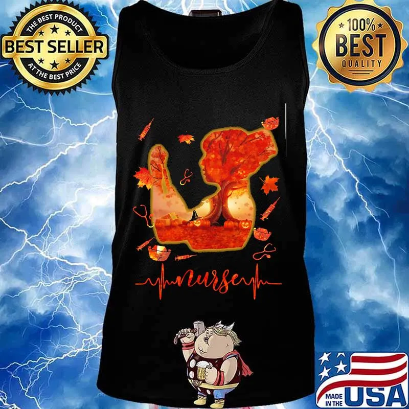 Halloween nurse leaves tree heartbeat s Tank top