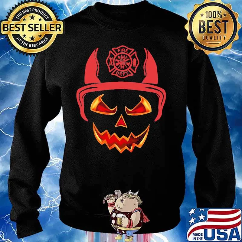 Halloween Pumpkin Firefighter Fireman Fire s Sweater