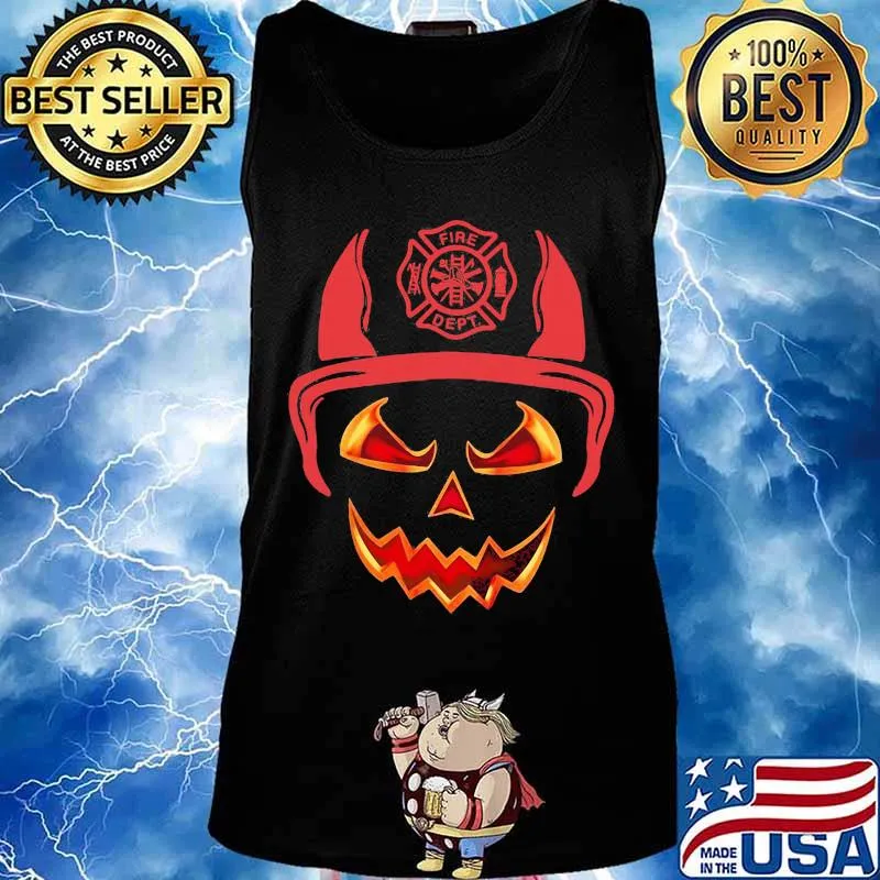 Halloween Pumpkin Firefighter Fireman Fire s Tank top