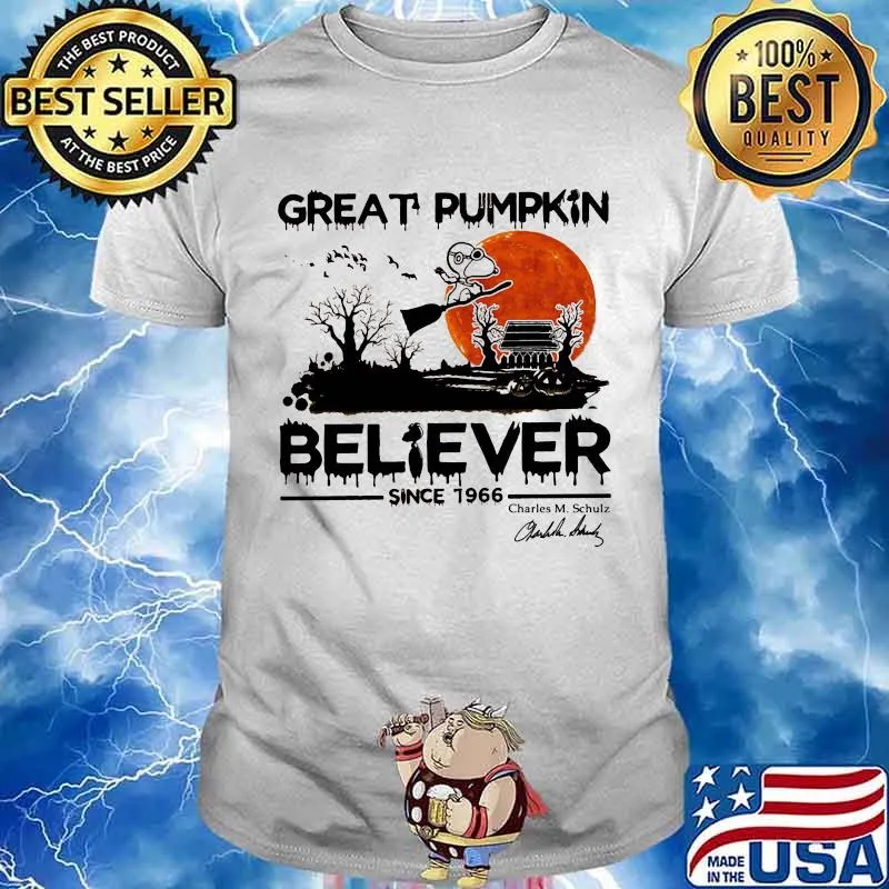 Halloween snoopy great pumpkin believer since 1966 signature sunset shirt