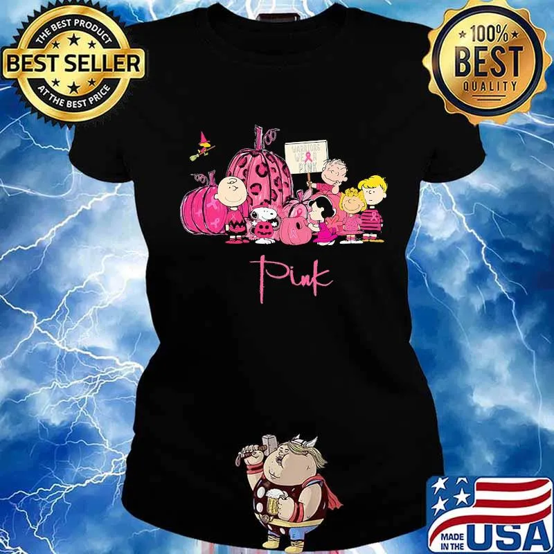 Halloween the peanuts warrior we're pink cancer awareness s Ladies tee