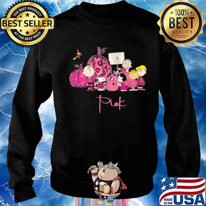 Halloween the peanuts warrior we're pink cancer awareness s Sweater