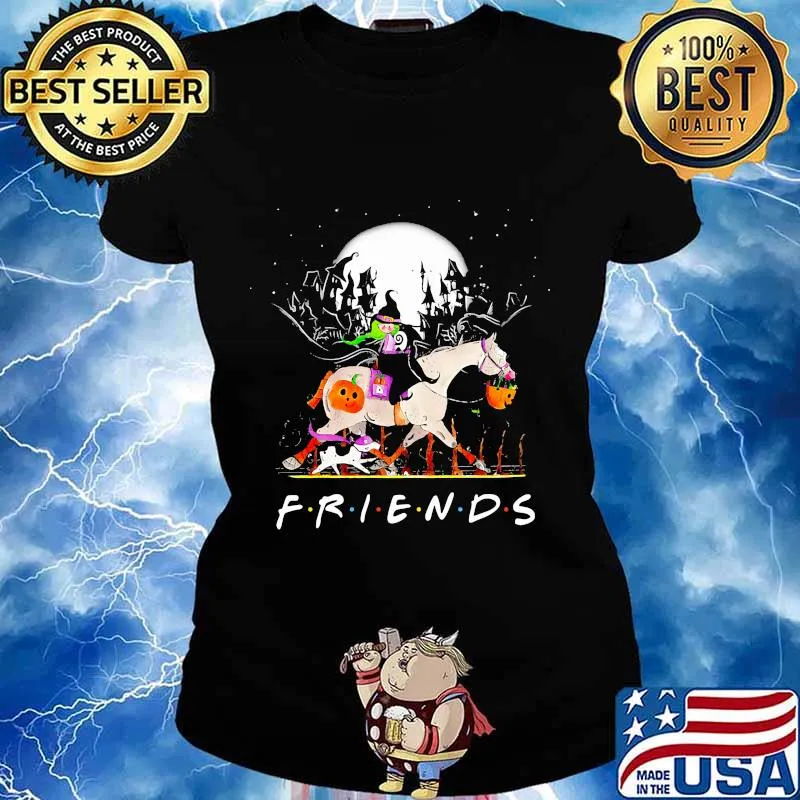 Halloween witch riding horse moon friends s Ladies tee